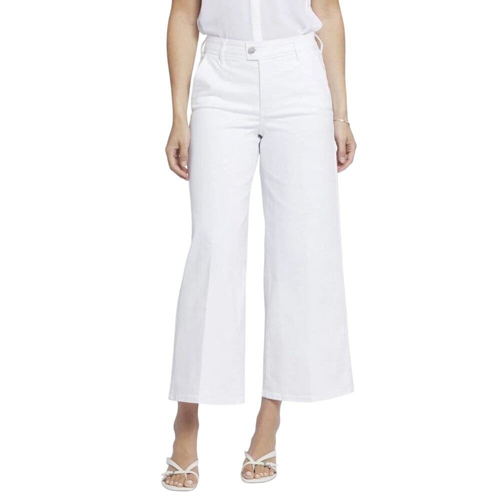 NYDJ Women's Mona Wide Leg Ankle Jeans Size 8 Optic White Denim Trouser NWT